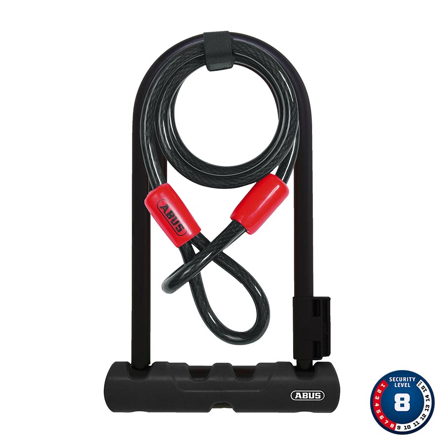 Ultra 410 + Cobra Loop Cadenas en U Clé 12mm 17.0cm x 23.0cm, 6.7" x 9" SH34, Noir Câble 10mm, 120cm, 4'