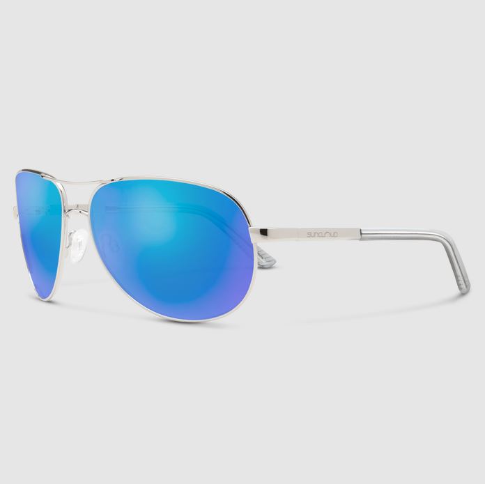 Aviator Silver + Polarized Blue Mirror Lens